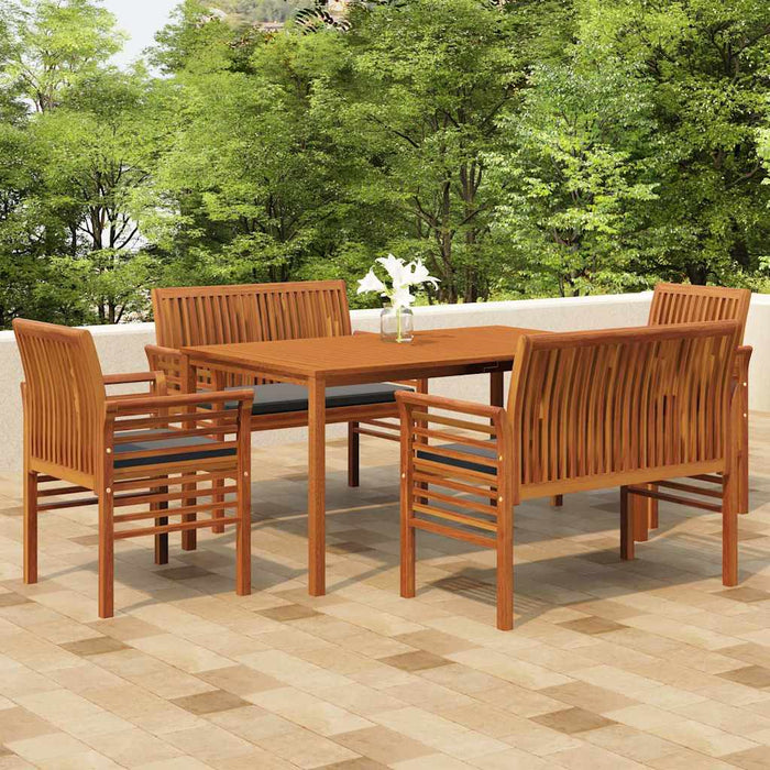 Set mobilier de exterior cu perne, 5 piese, lemn masiv acacia WALTI