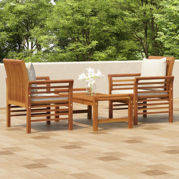 Set mobilier de grădină cu perne, 3 piese, lemn masiv acacia WALTI