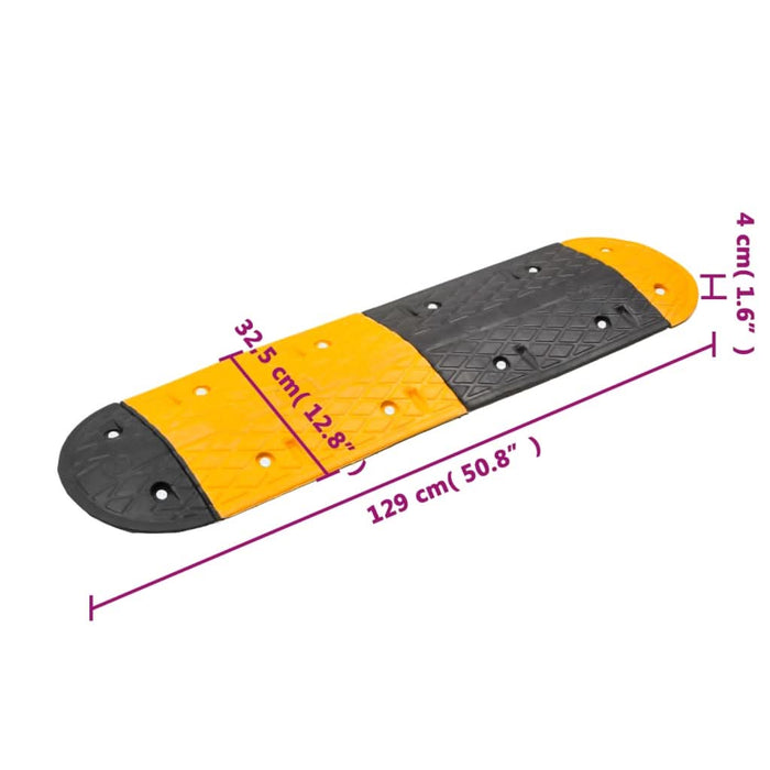 Prag limitator de viteză galben și negru 129x32,5x4 cm cauciuc - WALTI WALTI