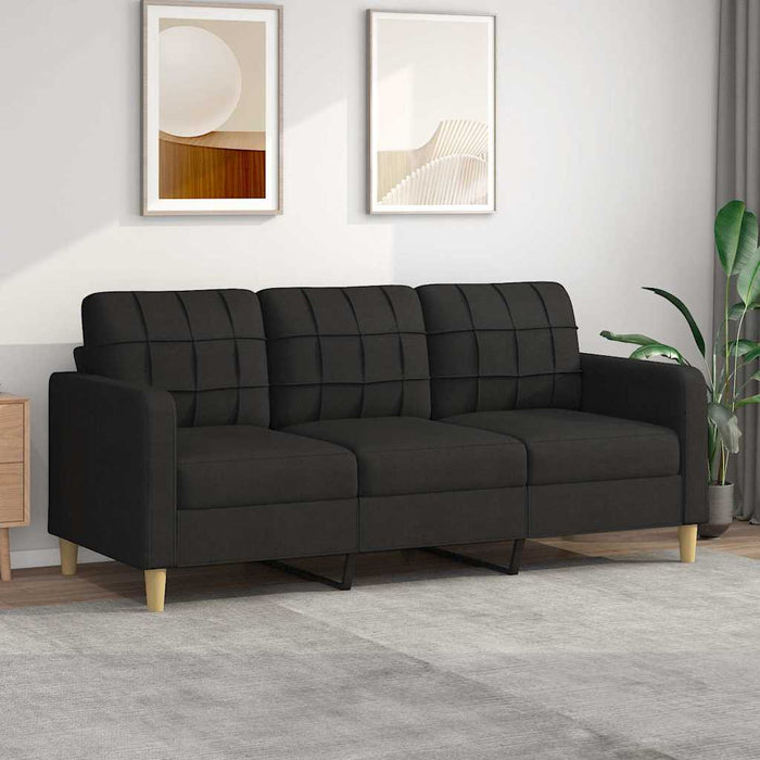 Canapea cu 3 locuri, negru, 180 cm, material textil WALTI