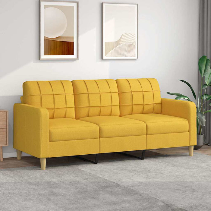 Canapea cu 3 locuri, galben deschis, 180 cm, material textil WALTI