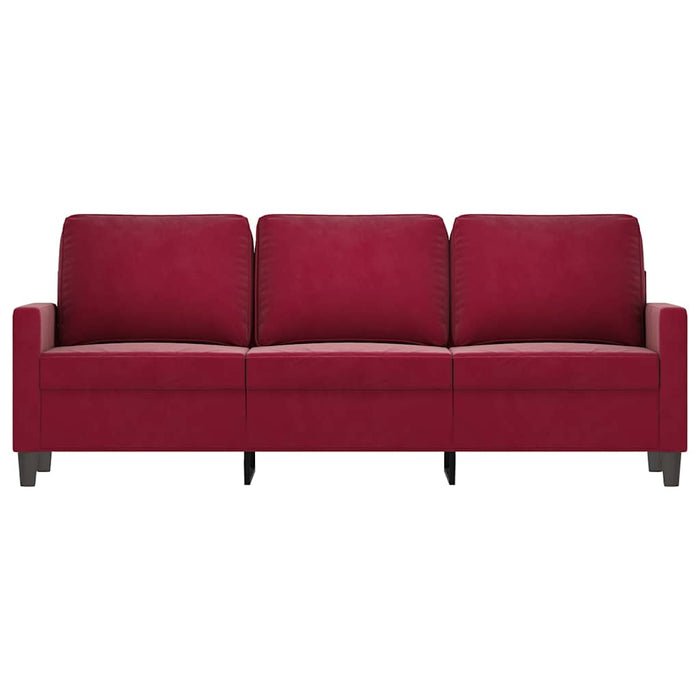 Canapea cu 3 locuri, roșu vin, 180 cm, material catifea WALTI