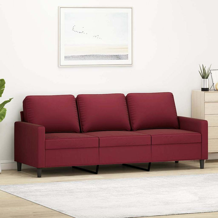 Canapea cu 3 locuri, roșu vin, 180 cm, material catifea WALTI