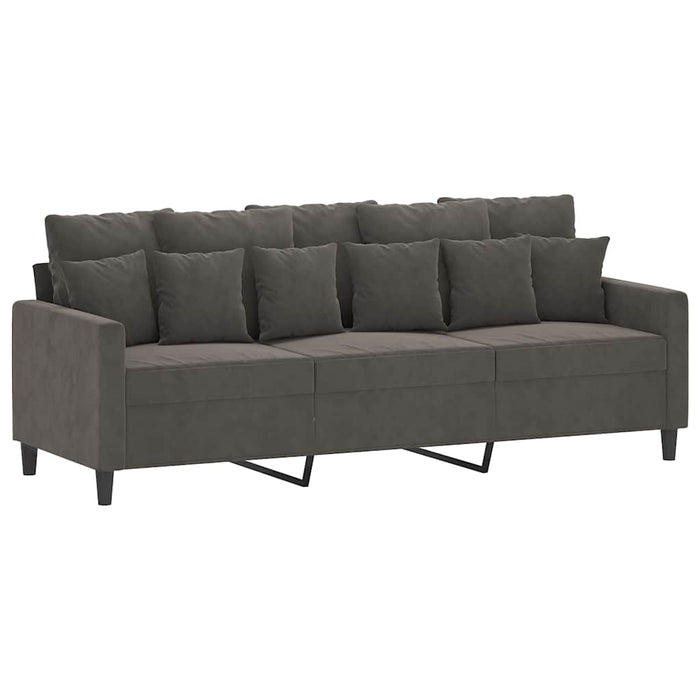 Canapea cu 3 locuri, gri închis, 180 cm, material catifea WALTI