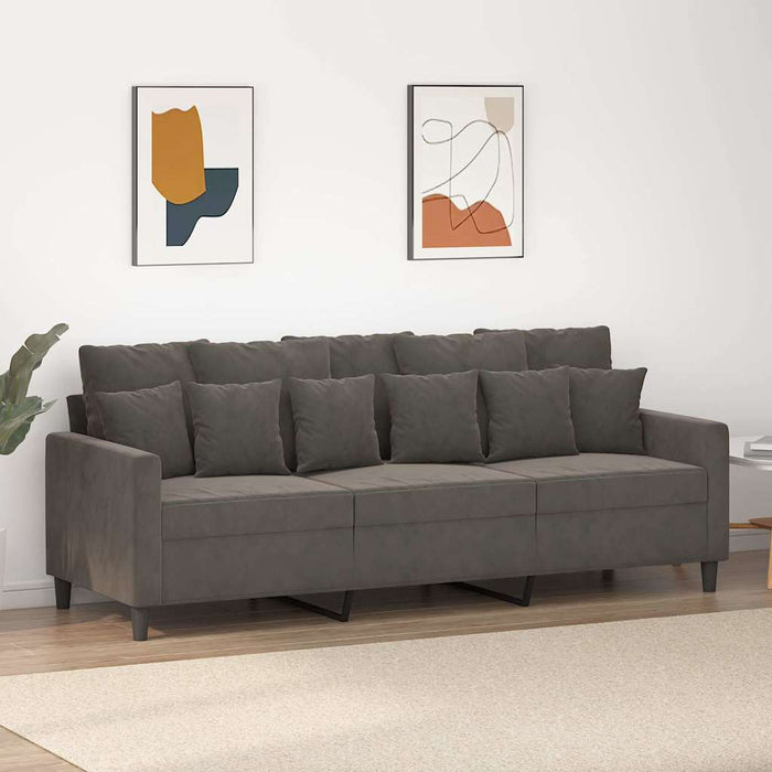 Canapea cu 3 locuri, gri închis, 180 cm, material catifea WALTI