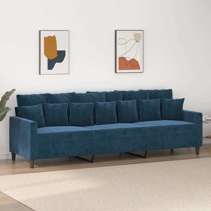 Canapea cu 3 locuri, Albastru, 210 cm, material catifea WALTI