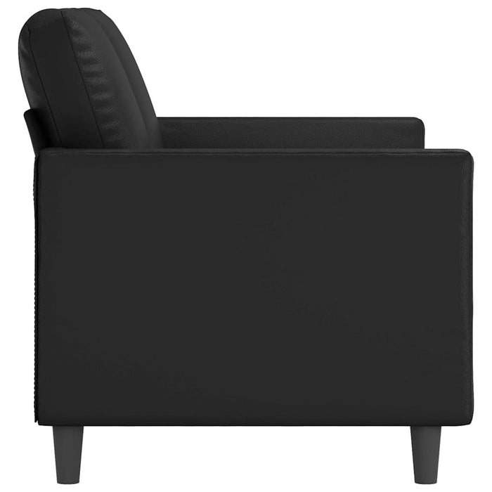 Canapea cu 2 locuri, negru, 120 cm, piele ecologică WALTI