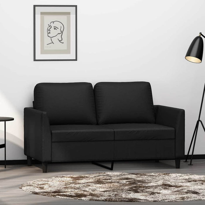 Canapea cu 2 locuri, negru, 120 cm, piele ecologică WALTI