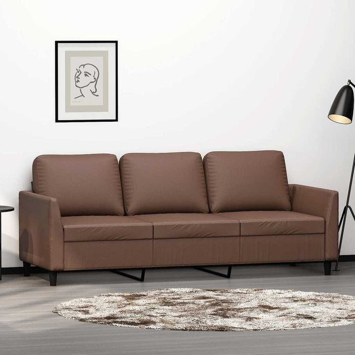 Canapea cu 3 locuri, maro, 180 cm, piele ecologică WALTI