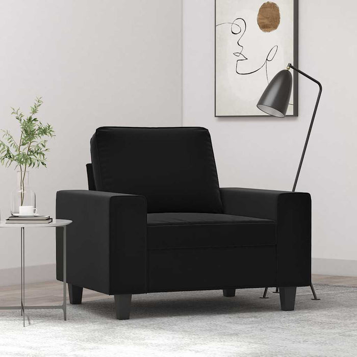 Fotoliu canapea, negru, 60 cm, textil microfibră WALTI