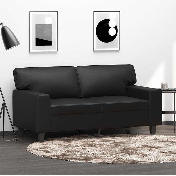 Canapea cu 2 locuri, negru, 120 cm, piele ecologică WALTI
