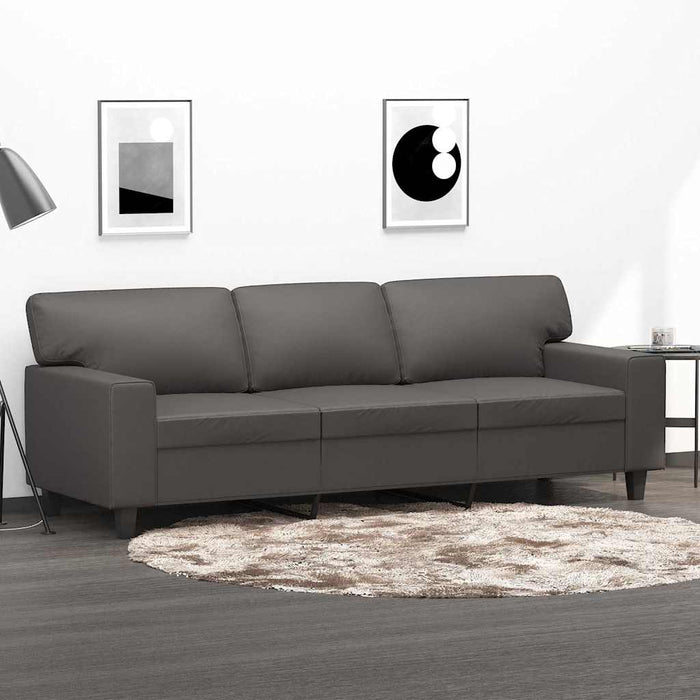 Canapea cu 3 locuri, gri, 180 cm, piele ecologică WALTI