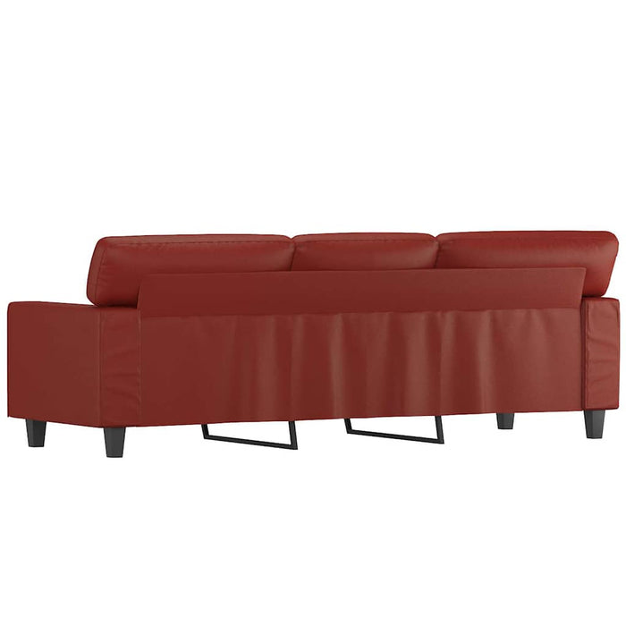 Canapea cu 3 locuri, roșu vin, 180 cm, piele ecologică WALTI