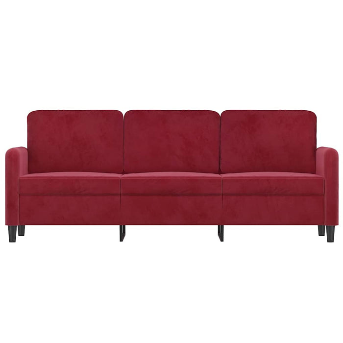 Canapea cu 3 locuri, roșu vin, 180 cm, material catifea WALTI
