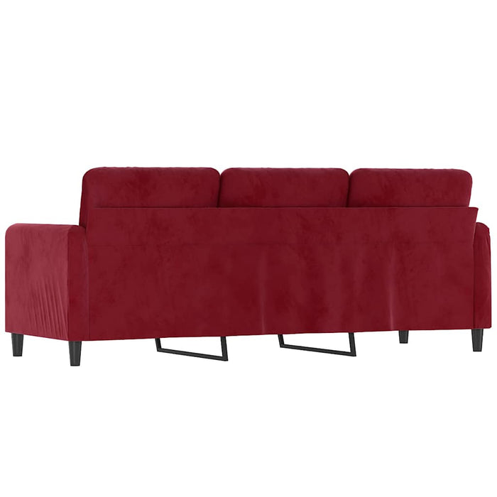 Canapea cu 3 locuri, roșu vin, 180 cm, material catifea WALTI
