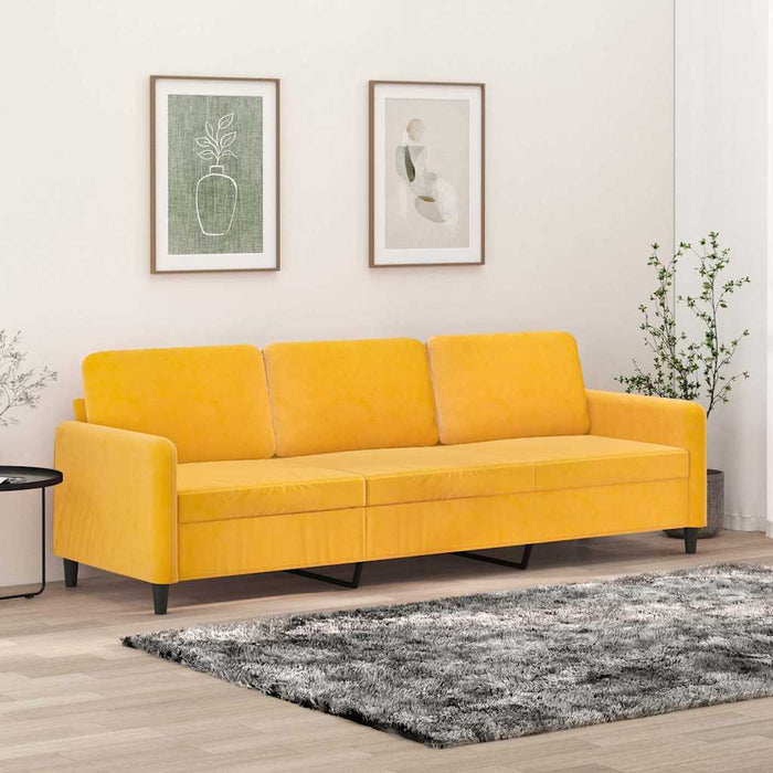 Canapea cu 3 locuri, galben, 210 cm, catifea WALTI