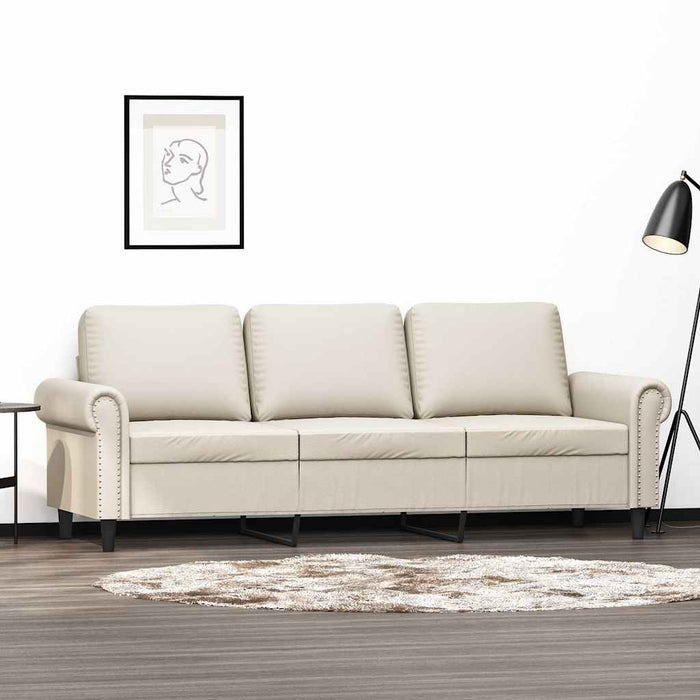 Canapea cu 3 locuri, crem, 180 cm, piele ecologică WALTI