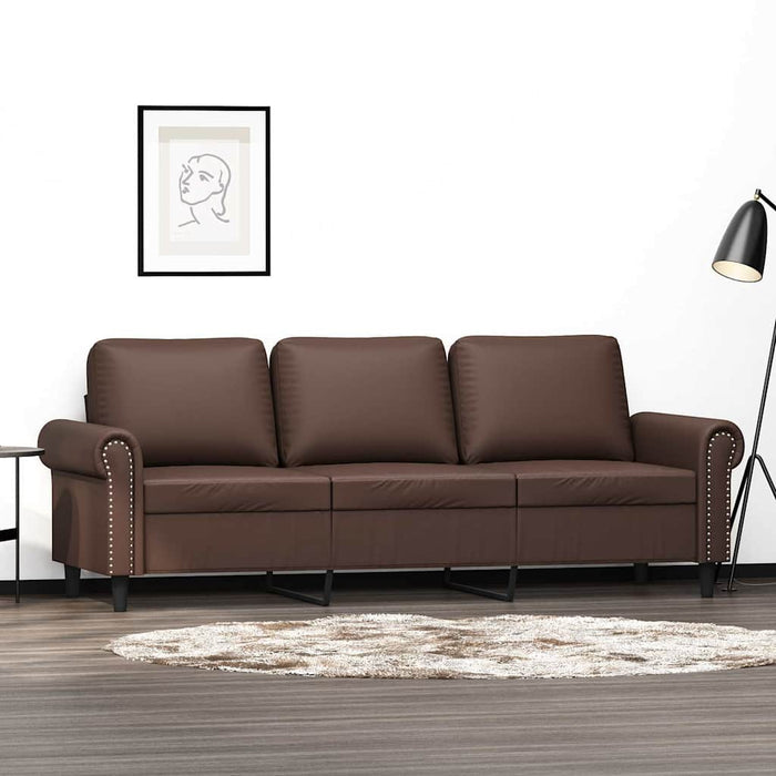 Canapea cu 3 locuri, maro, 180 cm, piele ecologică WALTI
