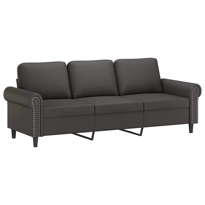 Canapea cu 3 locuri, gri, 180 cm, piele ecologică WALTI