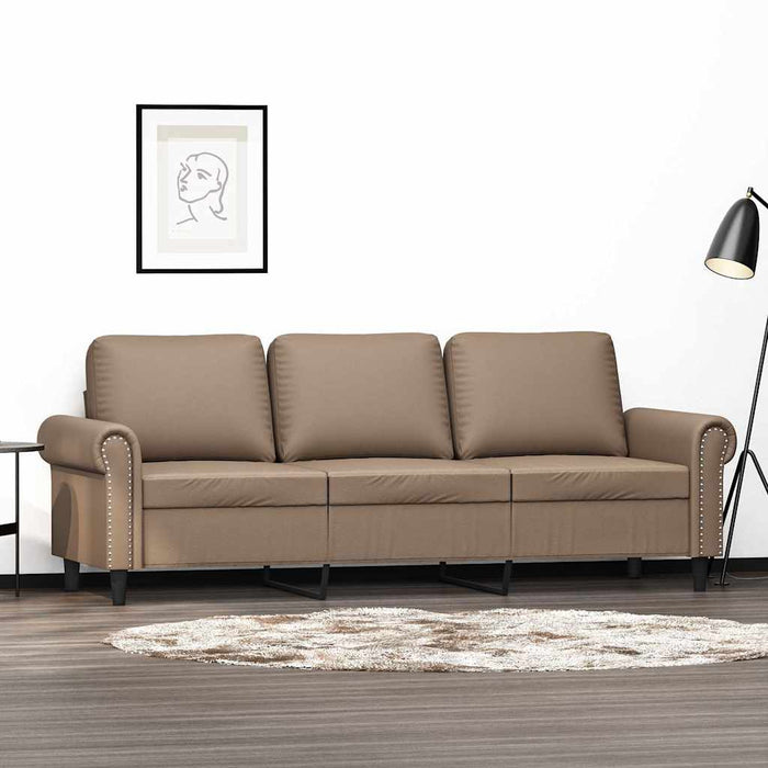 Canapea cu 3 locuri, cappuccino, 180 cm, piele ecologică WALTI