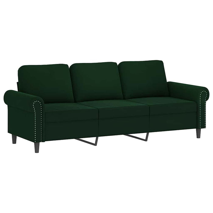 Canapea cu 3 locuri, verde închis, 180 cm, catifea WALTI