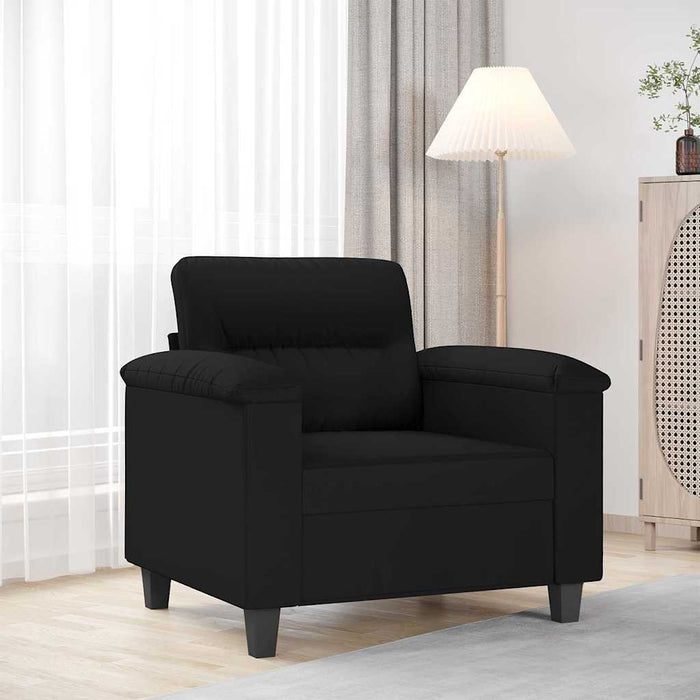 Fotoliu canapea, negru, 60 cm, textil microfibră WALTI