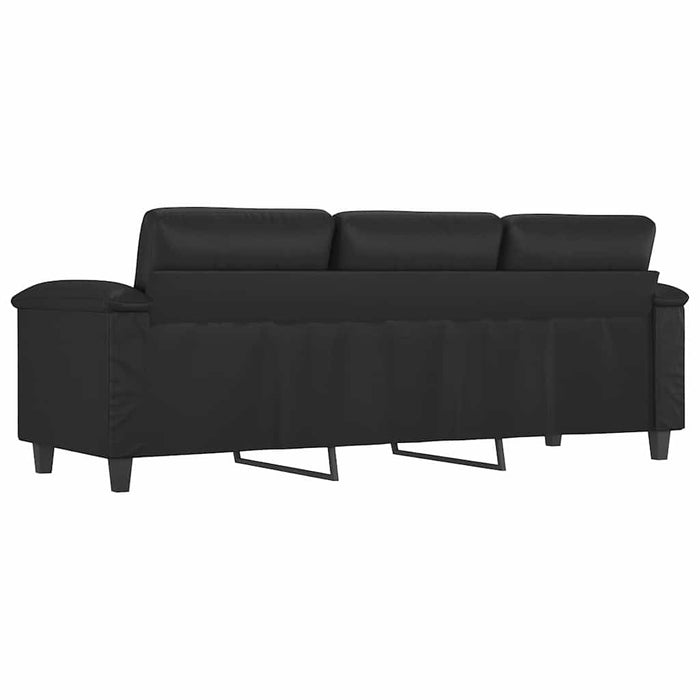 Canapea cu 3 locuri, negru, 180 cm, piele ecologică WALTI