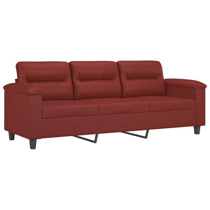 Canapea cu 3 locuri, roșu vin, 180 cm, piele ecologică WALTI