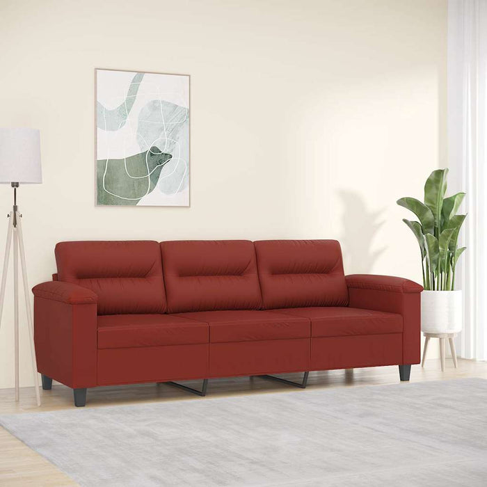 Canapea cu 3 locuri, roșu vin, 180 cm, piele ecologică WALTI
