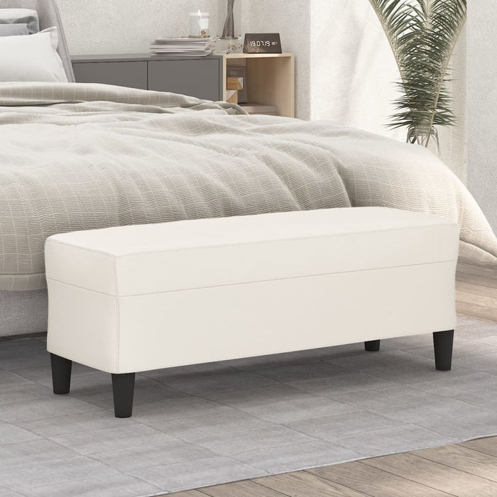 Bancă, crem, 100x35x41 cm, piele ecologică - WALTI WALTI