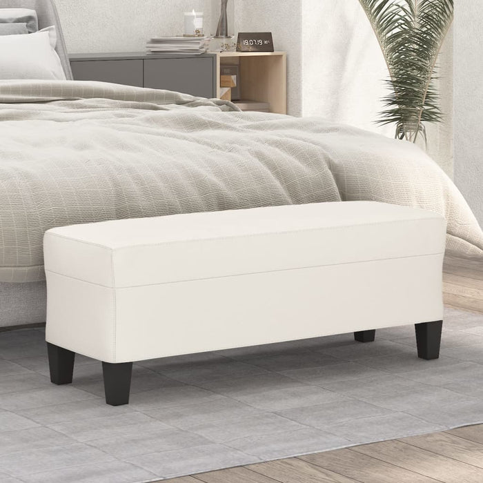 Bancă, crem, 100x35x41 cm, piele ecologică - WALTI WALTI