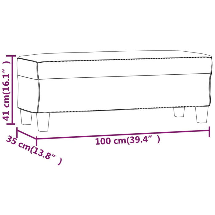 Bancă, gri, 100x35x41 cm, piele ecologică - WALTI WALTI