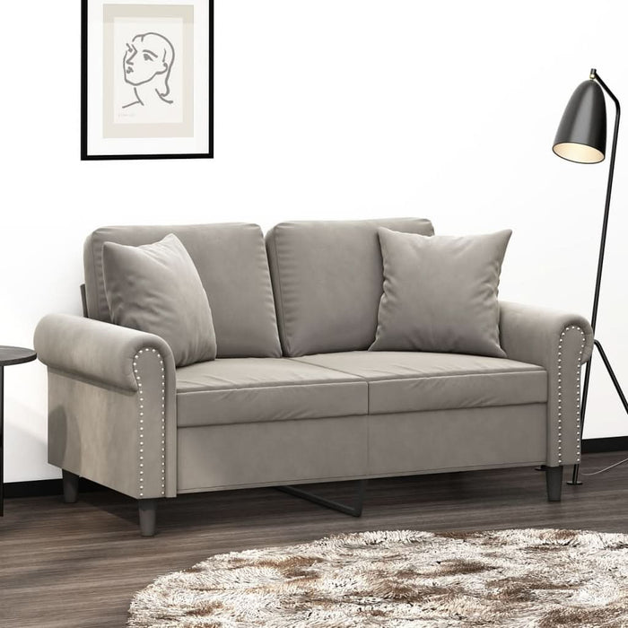 Perne decorative, 2 buc., gri deschis, 40x40 cm, catifea - WALTI WALTI