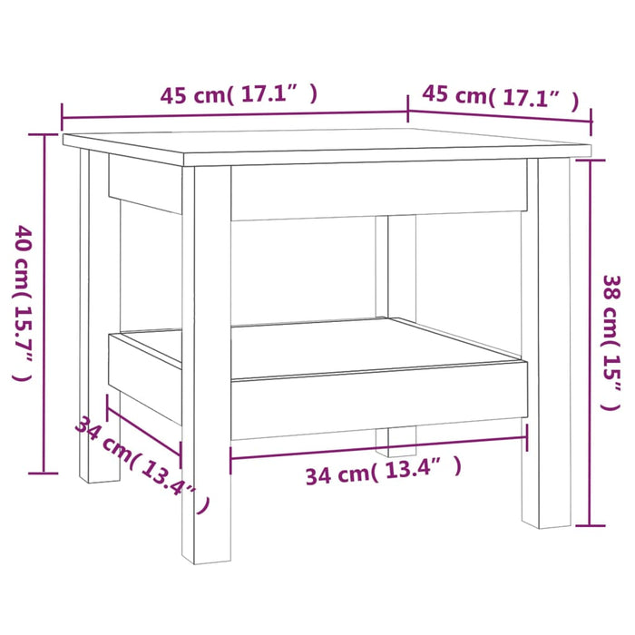 Masă de cafea albă 45x45x40 cm, lemn masiv de pin WALTI