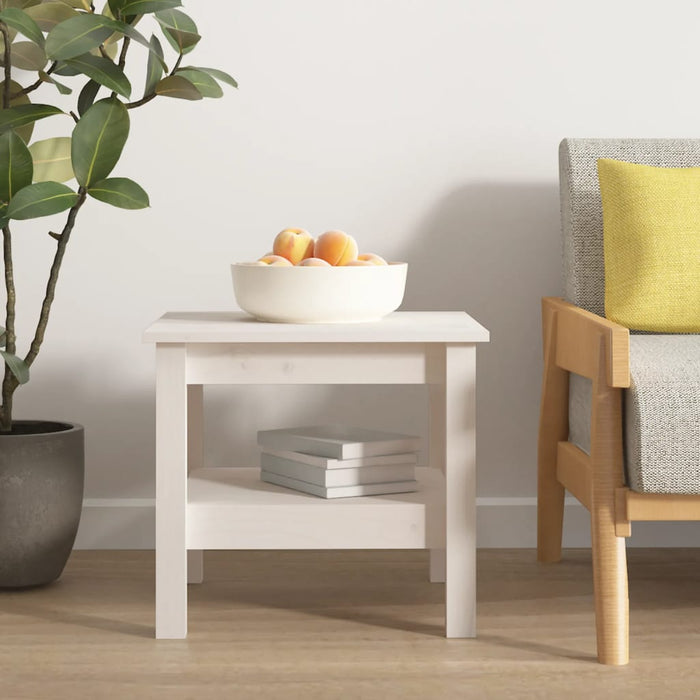 Masă de cafea albă 45x45x40 cm, lemn masiv de pin WALTI