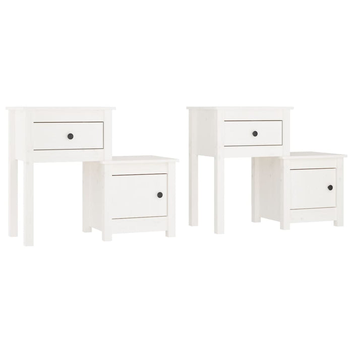 Noptiere, 2 buc., alb, 79,5x38x65,5 cm, lemn masiv de pin - WALTI WALTI