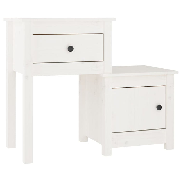 Noptiere, 2 buc., alb, 79,5x38x65,5 cm, lemn masiv de pin - WALTI WALTI