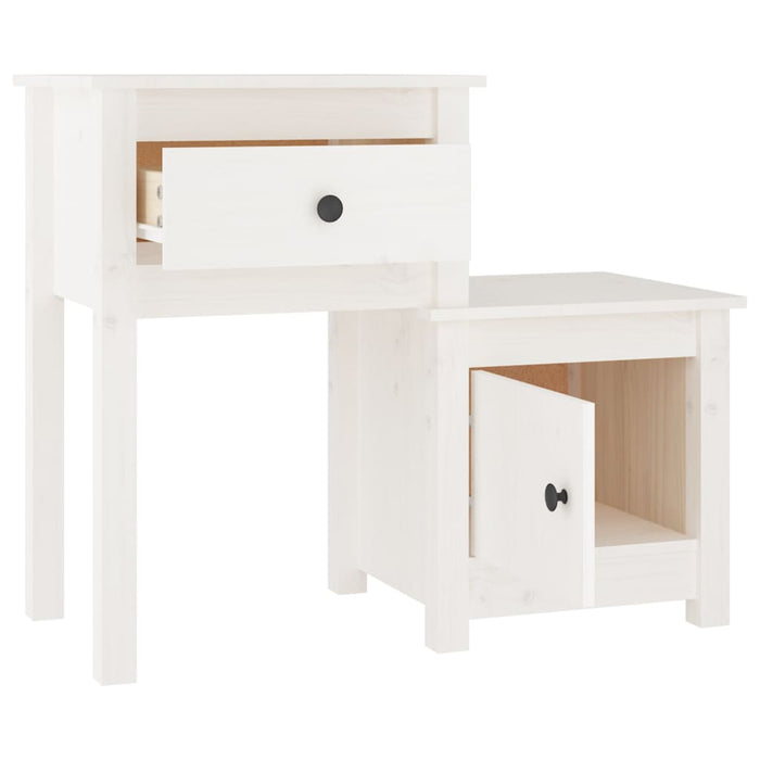 Noptiere, 2 buc., alb, 79,5x38x65,5 cm, lemn masiv de pin - WALTI WALTI