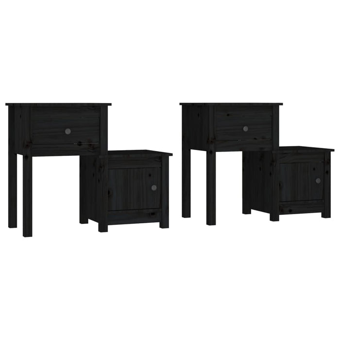 Noptiere, 2 buc., negru, 79,5x38x65,5 cm, lemn masiv de pin - WALTI WALTI