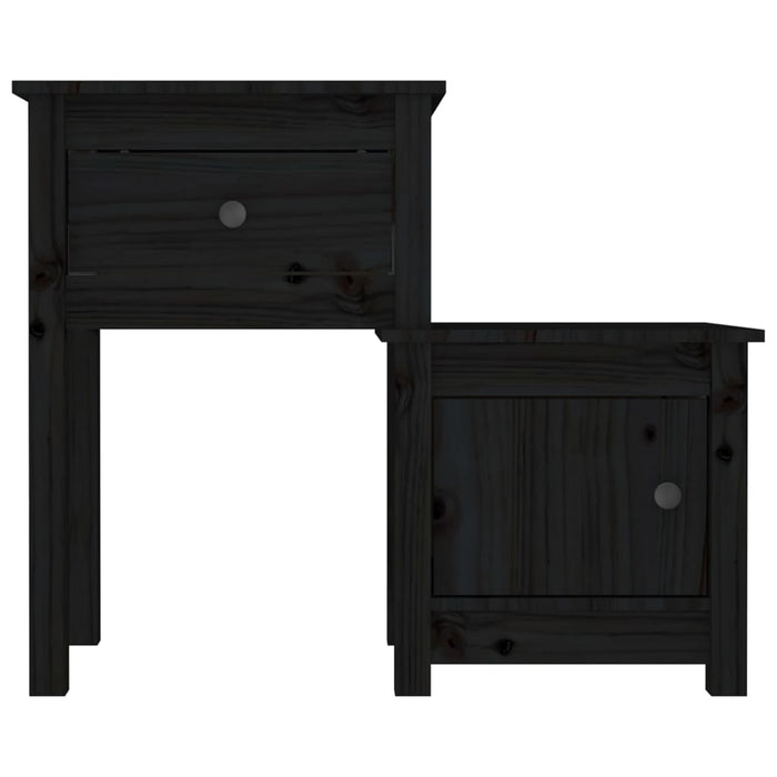 Noptiere, 2 buc., negru, 79,5x38x65,5 cm, lemn masiv de pin - WALTI WALTI