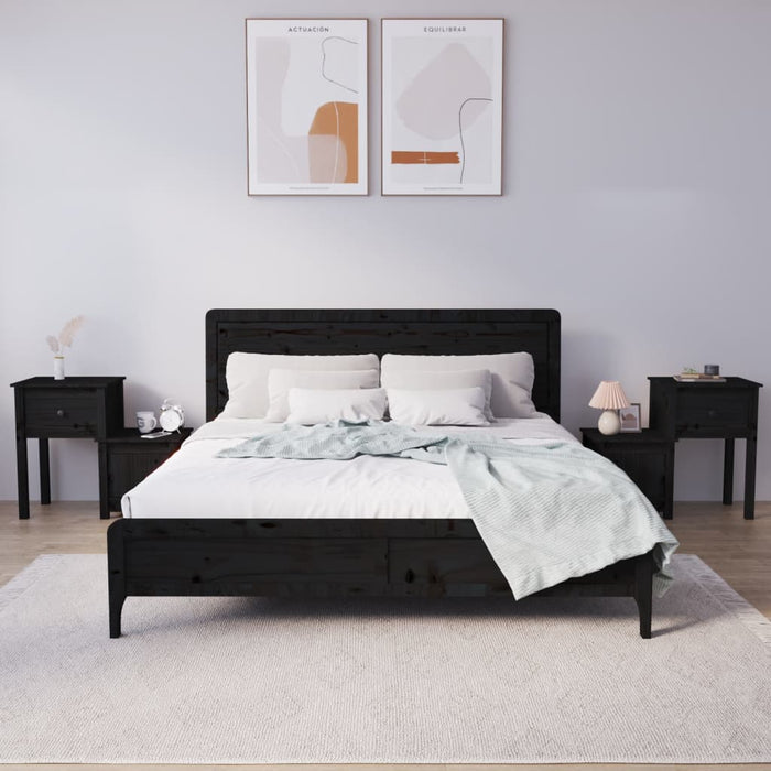 Noptiere, 2 buc., negru, 79,5x38x65,5 cm, lemn masiv de pin - WALTI WALTI