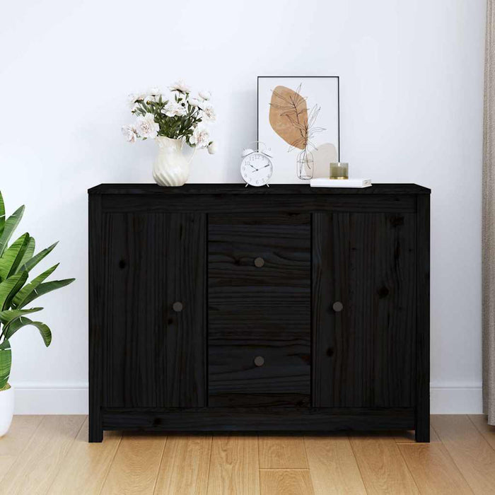 Servantă, negru, 100x35x74 cm, lemn masiv de pin WALTI