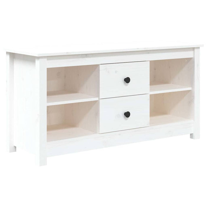 Comodă TV, alb, 103x36,5x52 cm, lemn masiv de pin WALTI