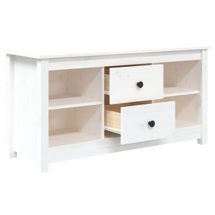 Comodă TV, alb, 103x36,5x52 cm, lemn masiv de pin WALTI