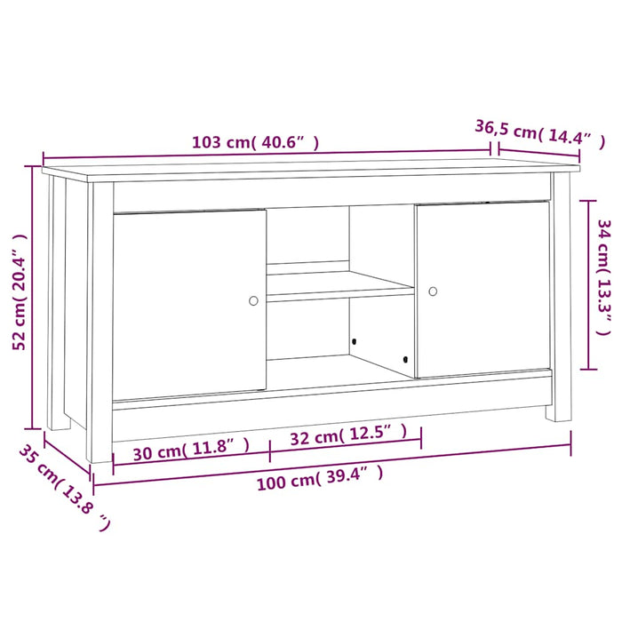 Comodă TV, maro miere, 103x36,5x52 cm, lemn masiv de pin WALTI
