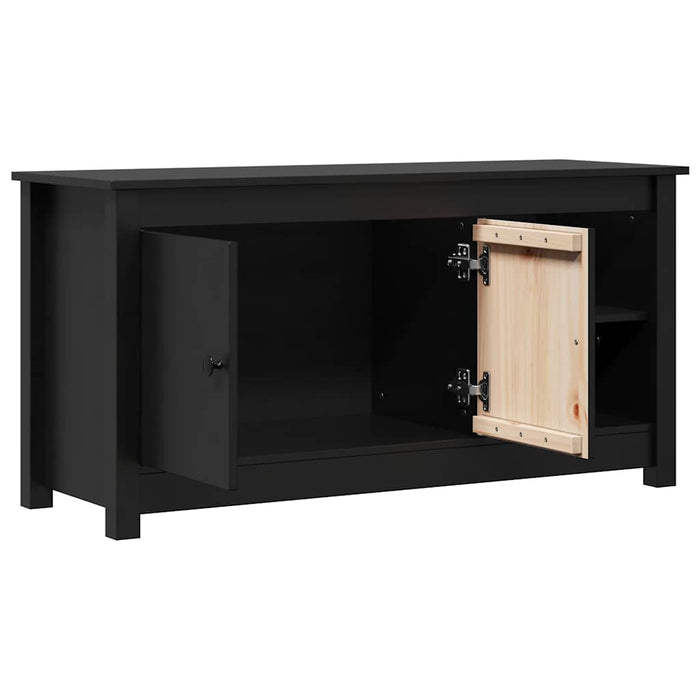Comodă TV, negru, 103x36,5x52 cm, lemn masiv de pin WALTI