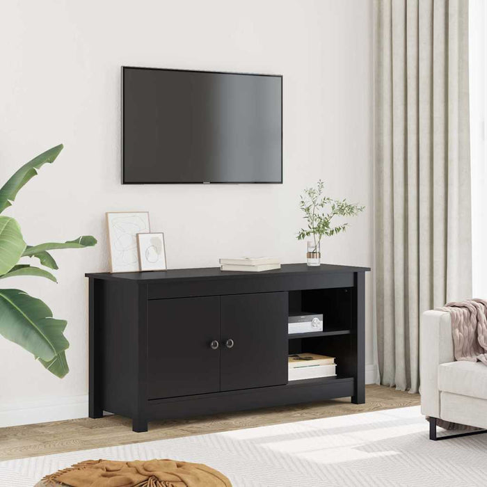 Comodă TV, negru, 103x36,5x52 cm, lemn masiv de pin WALTI
