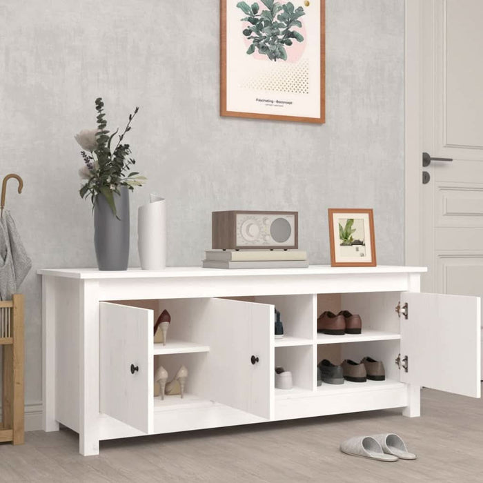Dulap pentru pantofi, alb, 110x38x45,5 cm, lemn masiv pin - WALTI WALTI