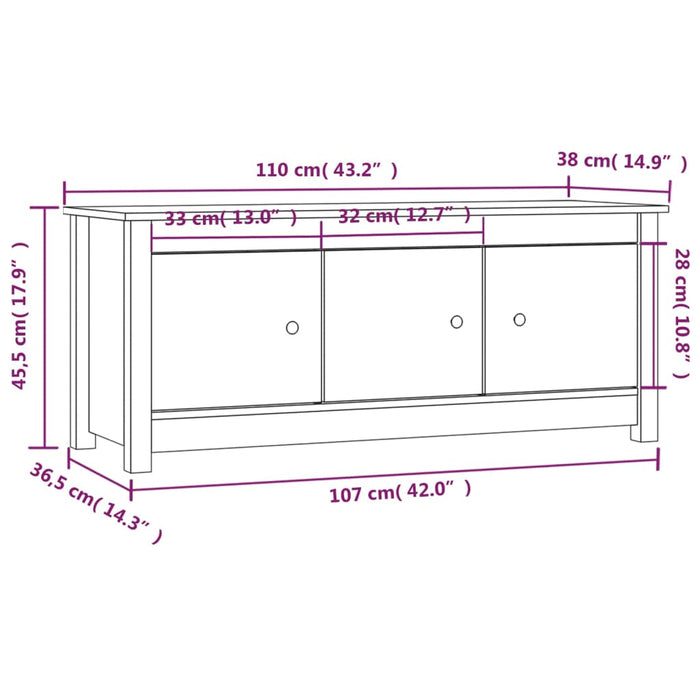 Dulap pentru pantofi, negru, 110x38x45,5 cm, lemn masiv pin WALTI