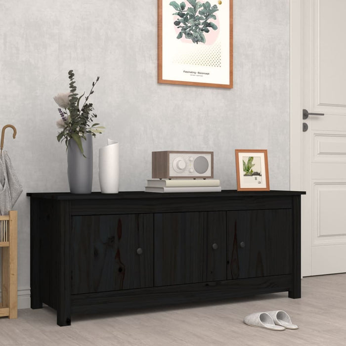 Dulap pentru pantofi, negru, 110x38x45,5 cm, lemn masiv pin WALTI